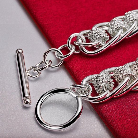 💎 Luxury Bracelet 925 Sterling Silver Charm Chain Bracelet Bangles Classic - Picture 5 of 5